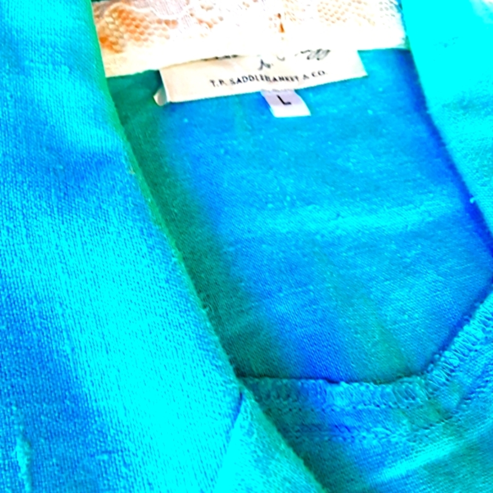 Turquoise 100% Linen Vest L - Picture 3 of 6